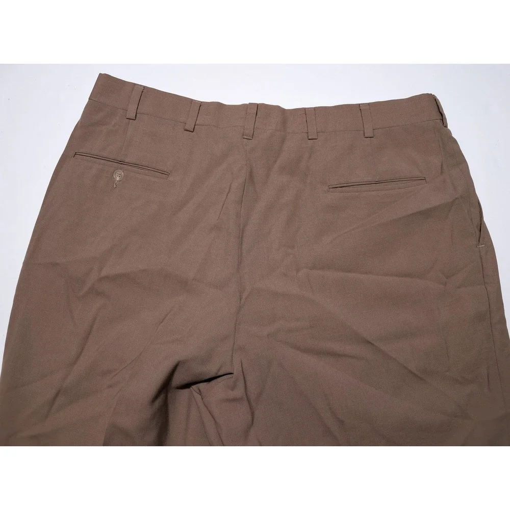 Lot of 2 Vintage HART SCHAFFNER & MARX 100% Wool Dress Pants Brown Gray 38 x 27
